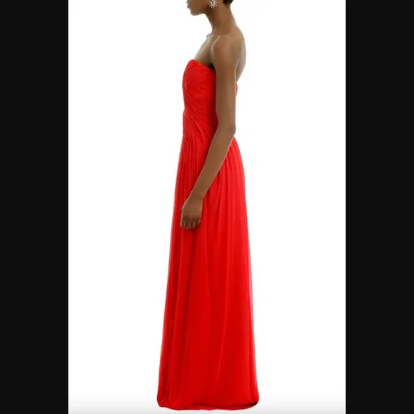 Badgley Mischka Celebrity Gown, Red Chiffon, Size 4 - Picture 4 of 15
